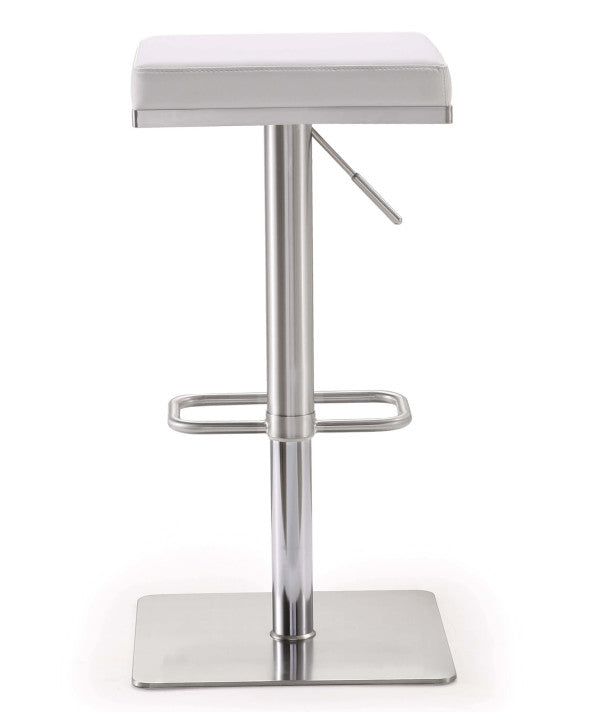 Bari White Stainless Steel Adjustable Barstool