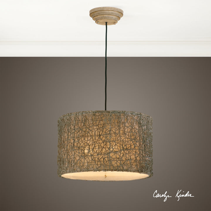 Knotted Rattan Light, 3 Lt. Pendant