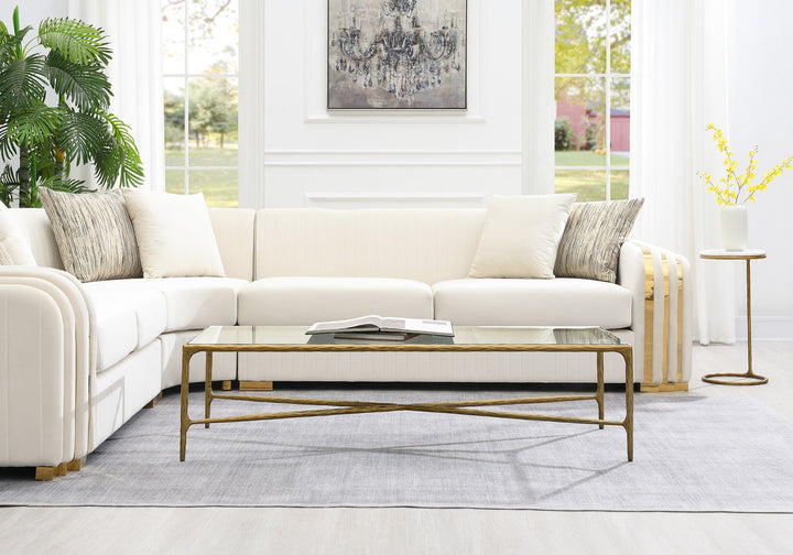 Square Gold Coffee Table with Glass Top