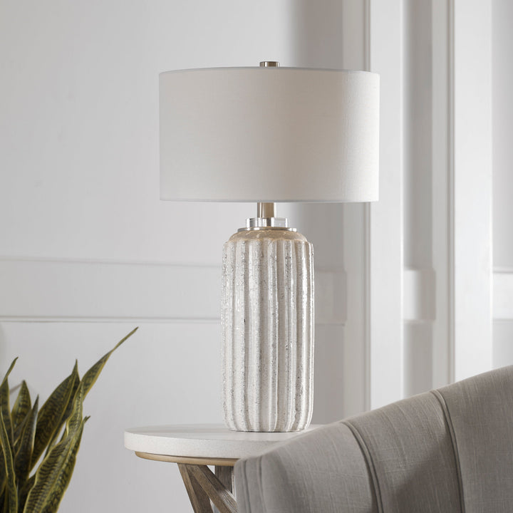 Azariah White Crackle Table Lamp