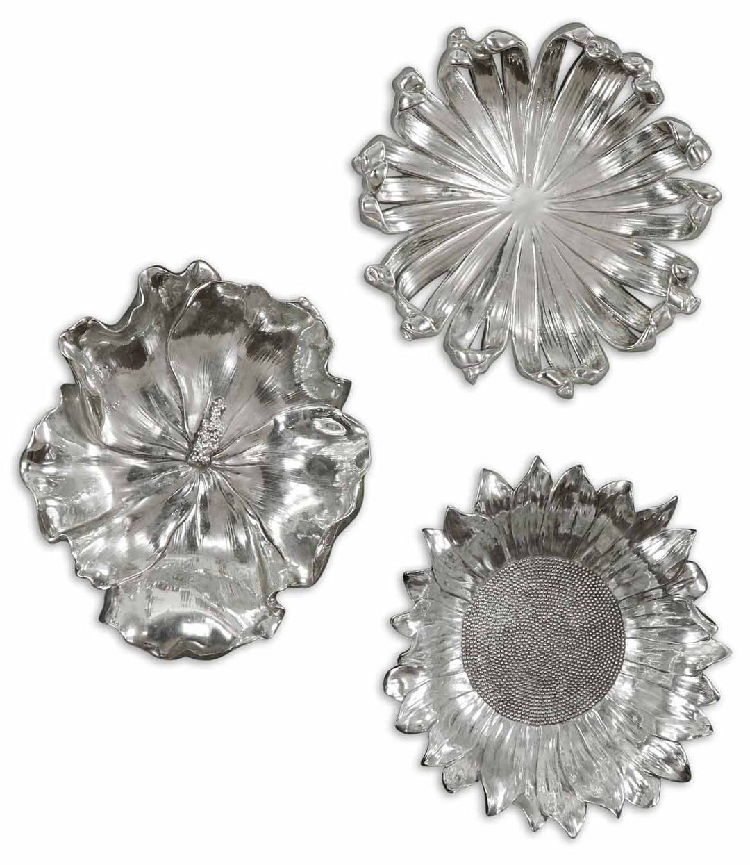 Silver Flowers Wall Decor, S/3