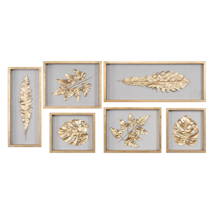 Golden Leaves Shadow Boxes, S/6