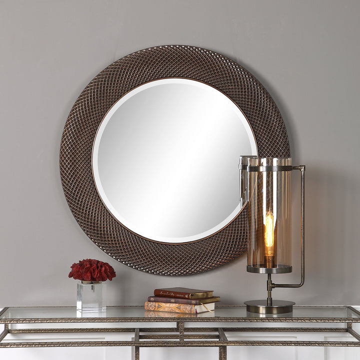 Aziza Bronze Round Mirror