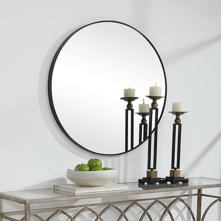 Round mirror black