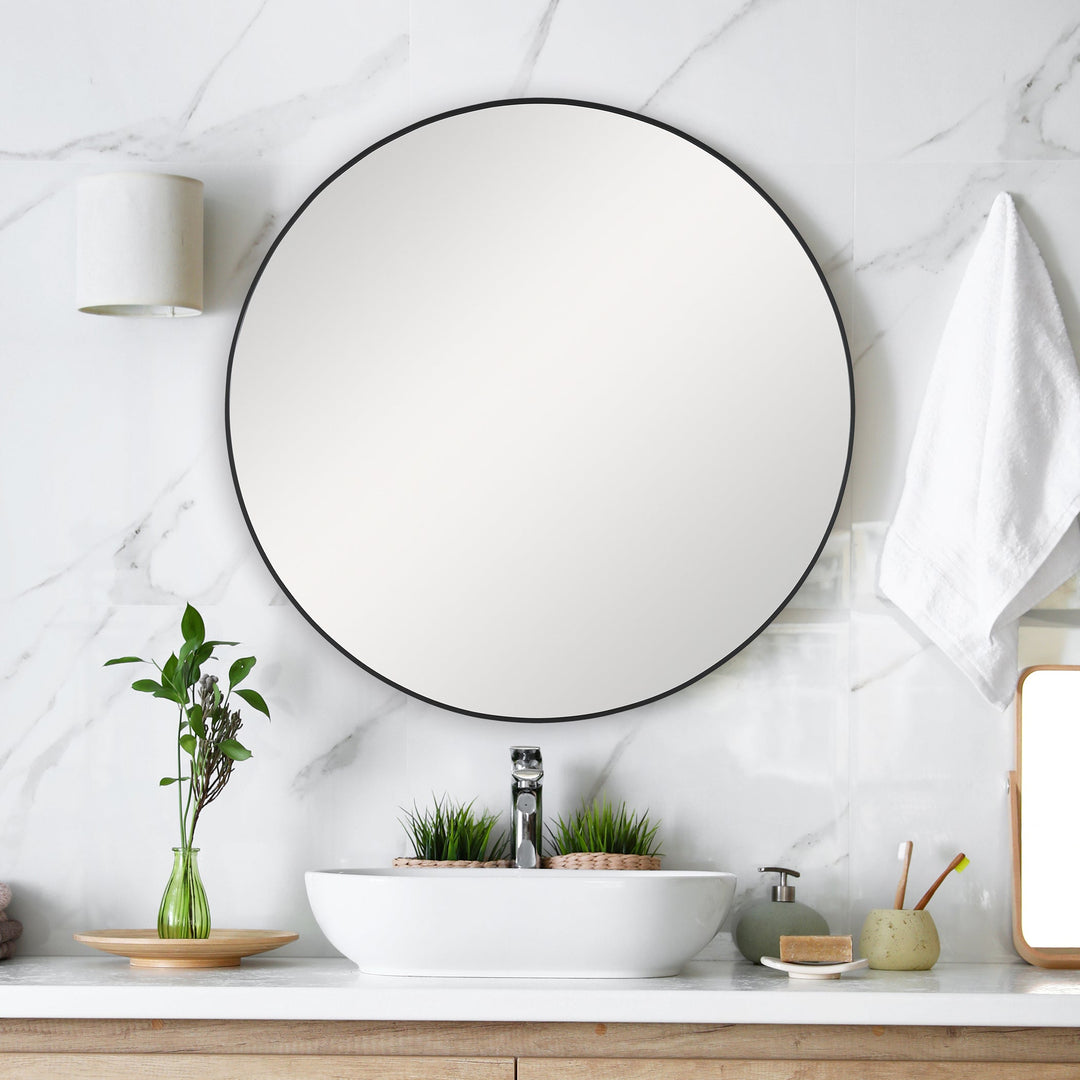 Round mirror black