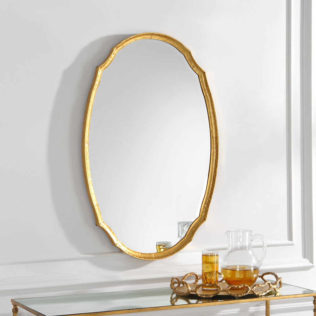 Oval mirror gold