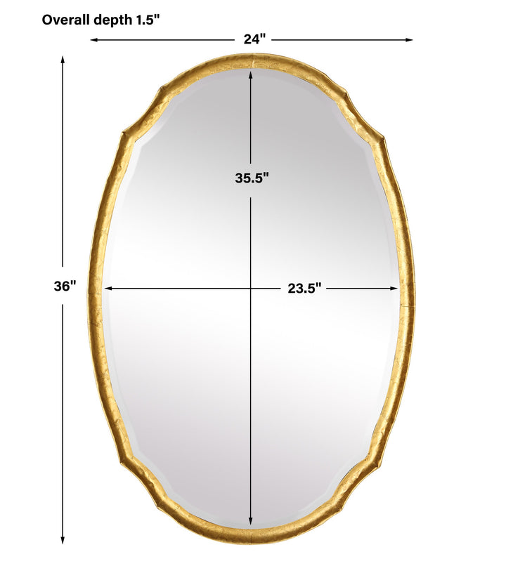 Oval mirror gold