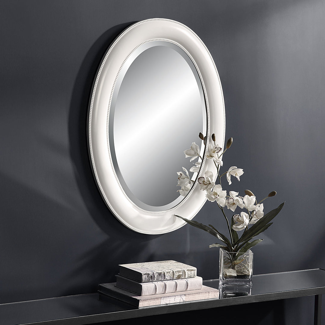 Ovel white mirror ,73cm