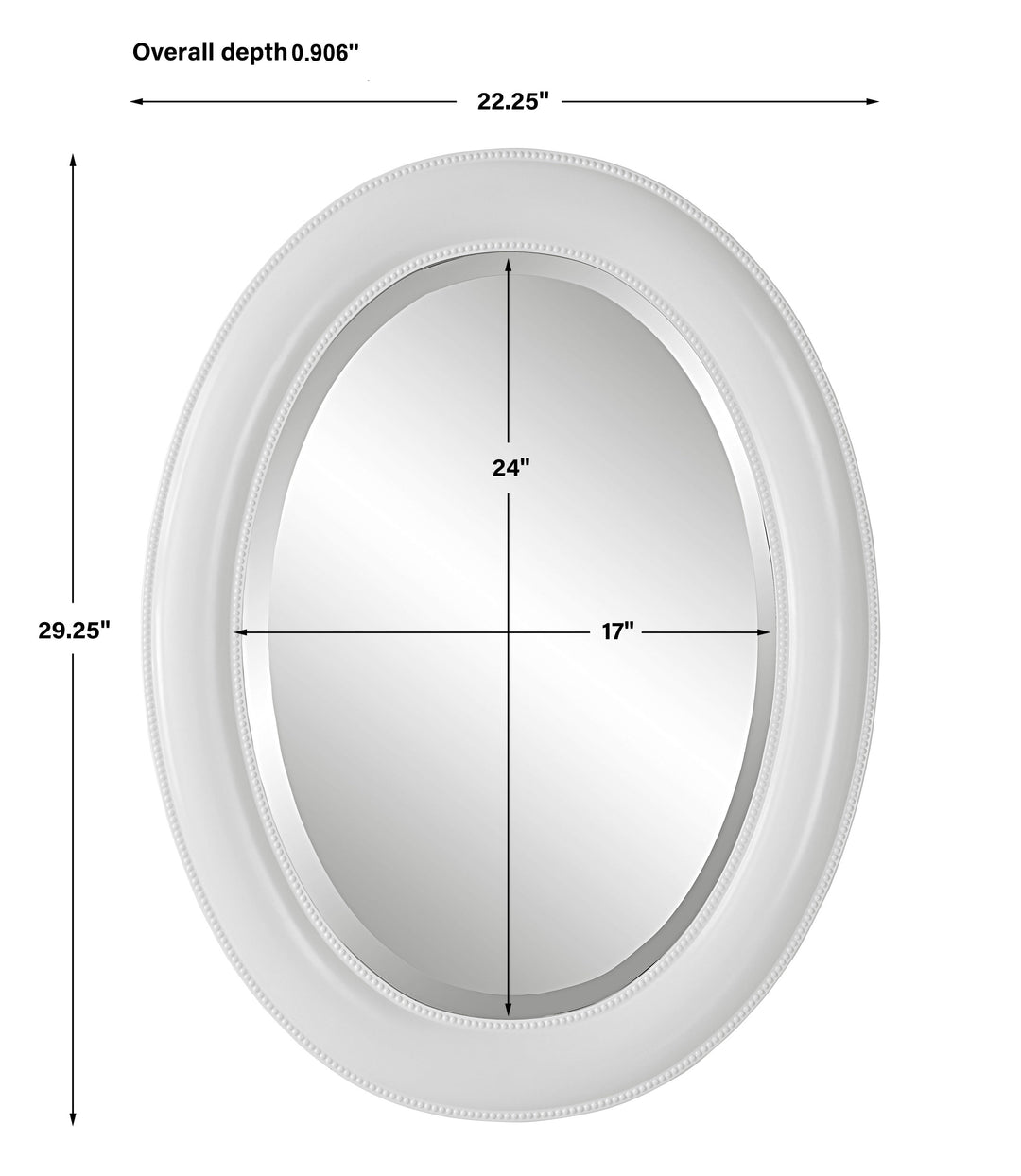 Ovel white mirror ,73cm