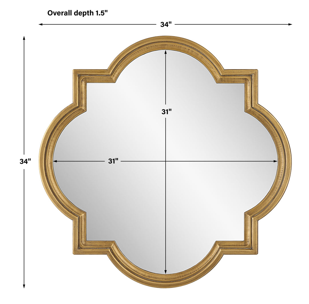 Round mirror gold.