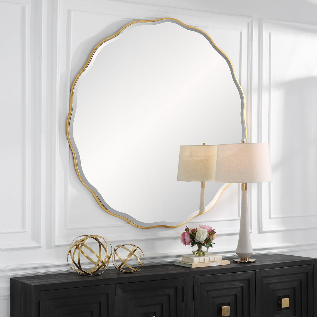 Aneta Large Gold Round Mirror