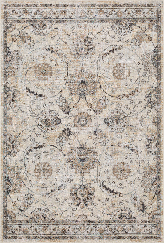 Brown and Beige Floral Area Rug