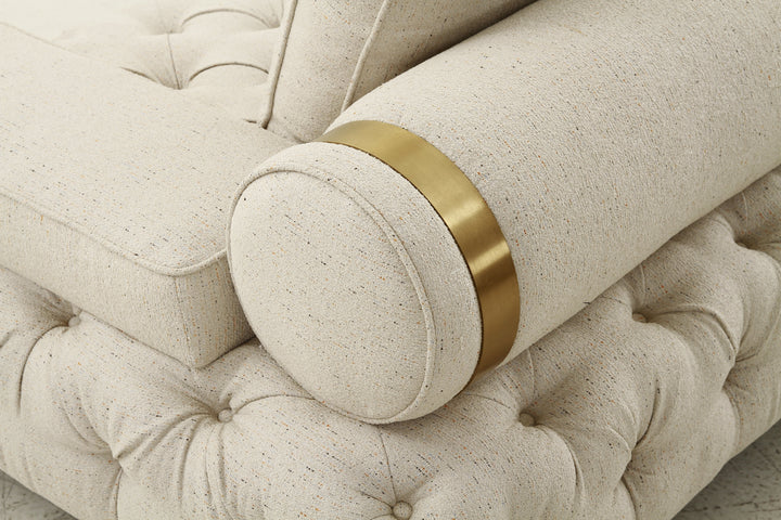 Tufting Beige 3 Seater Sofa