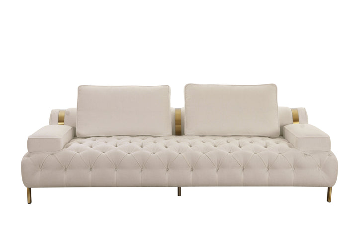 Tufting Tan 3 Seater Sofa