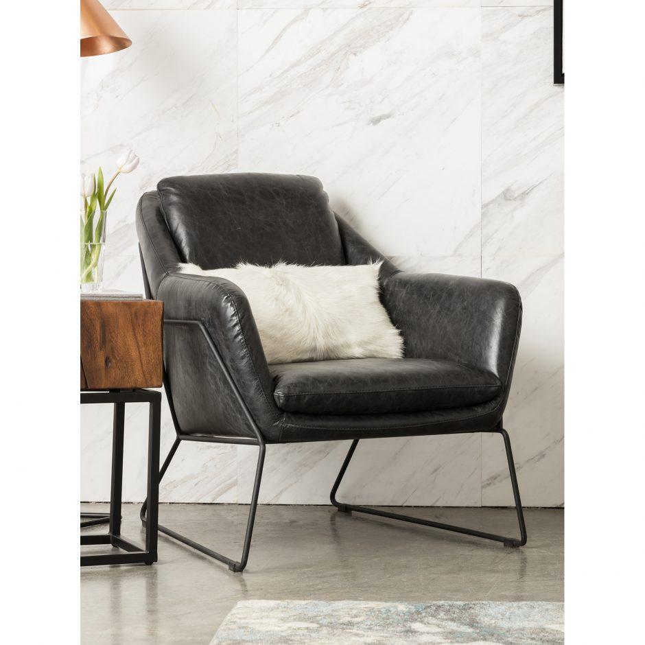 Greer Club Chair Onyx Black Leather