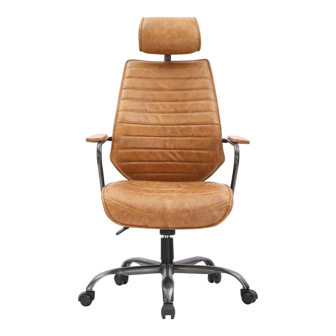 Executive Swivel Office Chair Cigare Tan Leather