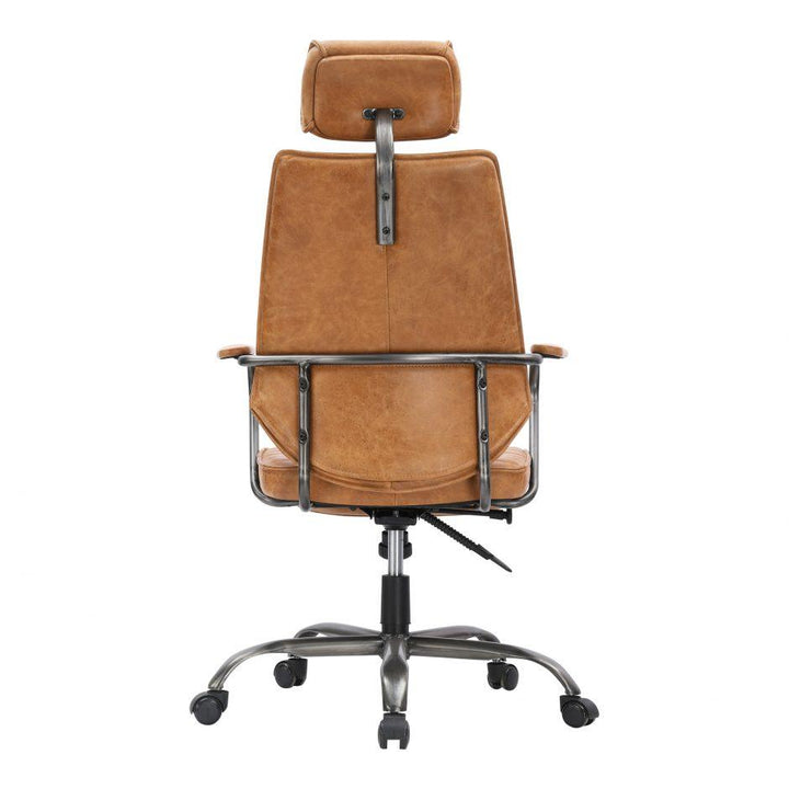 Executive Swivel Office Chair Cigare Tan Leather