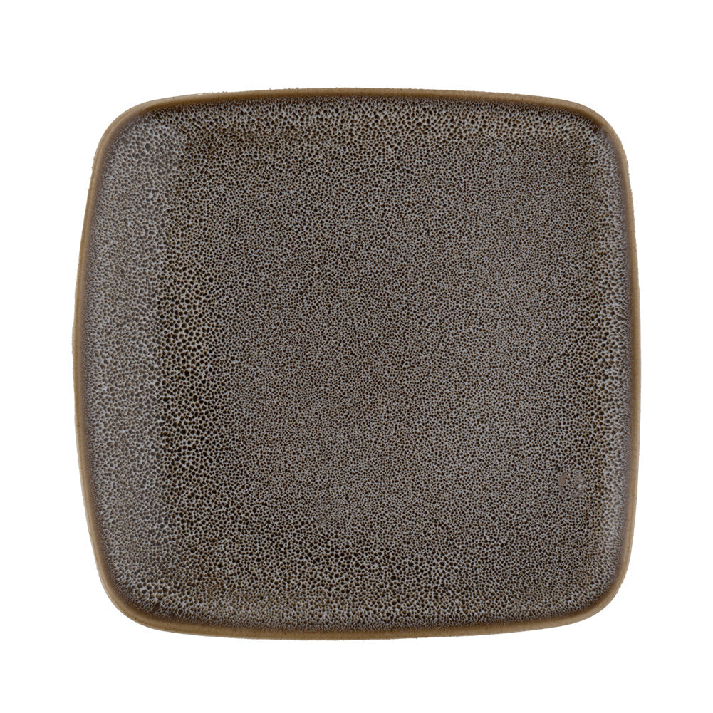 ELEVATED SQUARE PLATE-VS-27 CM-I/S REACTIVE FRECKLES O/S LIGHT BROWN-AHC-A