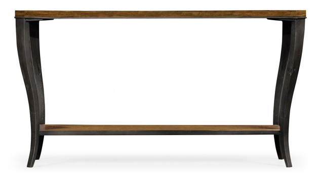 Cambridge Collection - Rectangular Curved Daniella and Burl Walnut Console Table