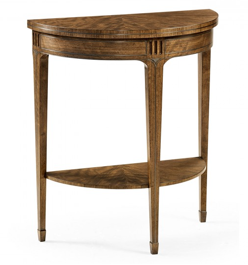 Cambridge Collection - Small Demilune Daniella & Burl Walnut Console Table