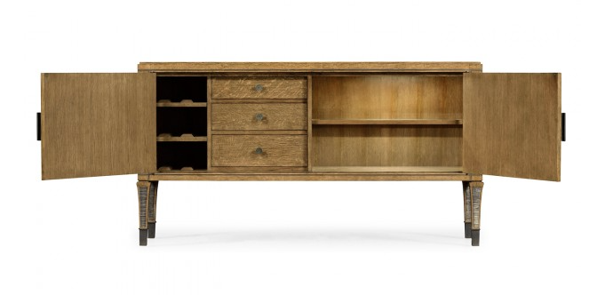 Cambridge Collection - Large Rectangular English Brown Oak & Dark Brown Burl Walnut Buffet