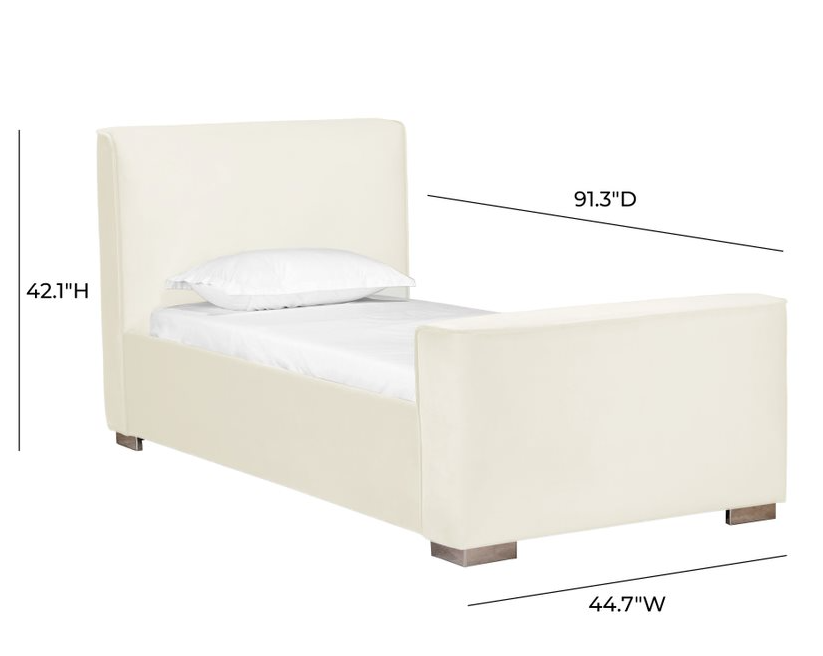 Madison Cream Velvet Bed in Twin