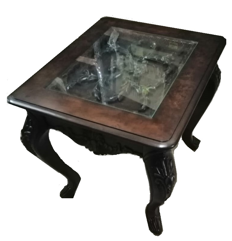 END TABLE W/GLASS TOP