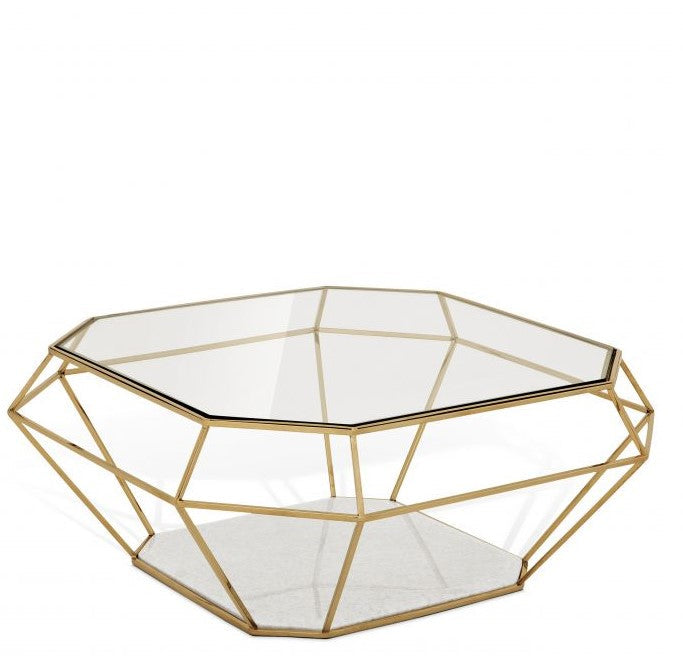 Coffee Table Asscher gold finish