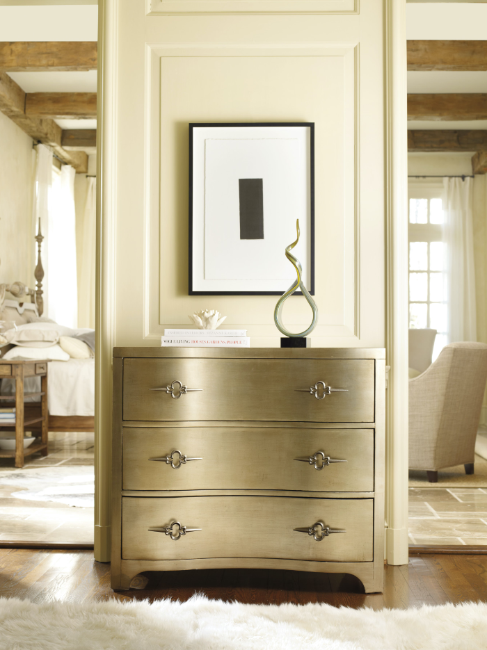 Sanctuary Three-Drawer Shaped Front Gold Chest