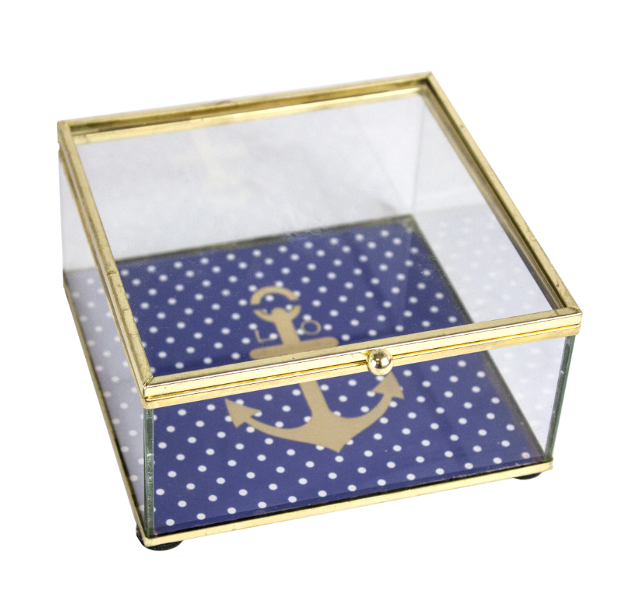ANCHOR DESIGN GLASS DECORATIVE BOX