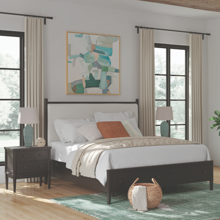 Portdown King Upholstered Panel Storage Bed