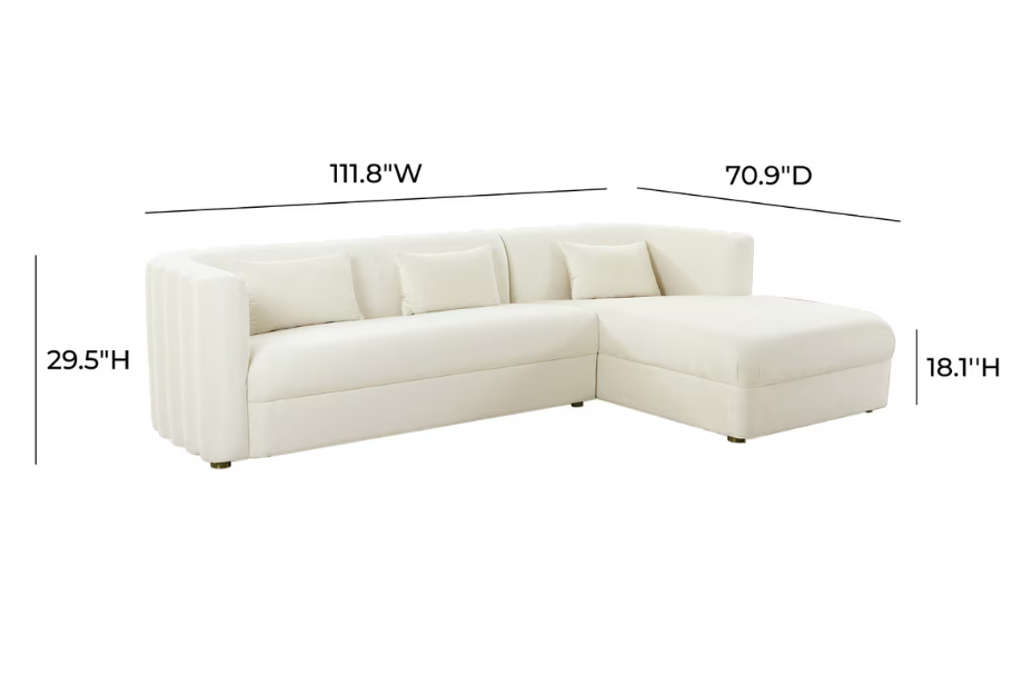 CALLIE CREAM VELVET SECTIONAL - RAF