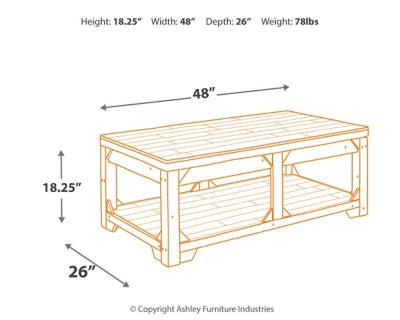 Lift Top Cocktail Table (121.6152cm x 66.04cm)