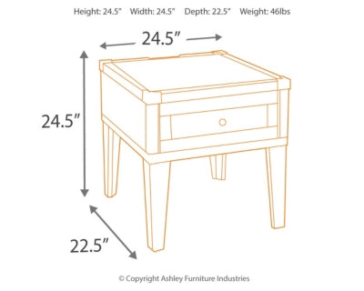 Todoe End Table (56.8452cm x 61.9252cm)