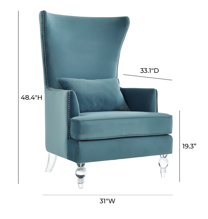 Bristol Sea Blue Velvet Chair with Lucite Legs