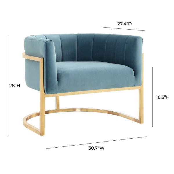 Magnolia Sea Blue Chair with Gold Base