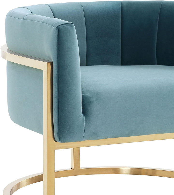 Magnolia Sea Blue Chair with Gold Base