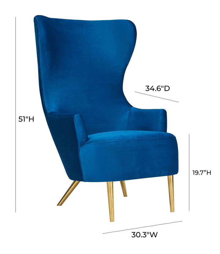 Julia Navy Wingback Velvet Chair