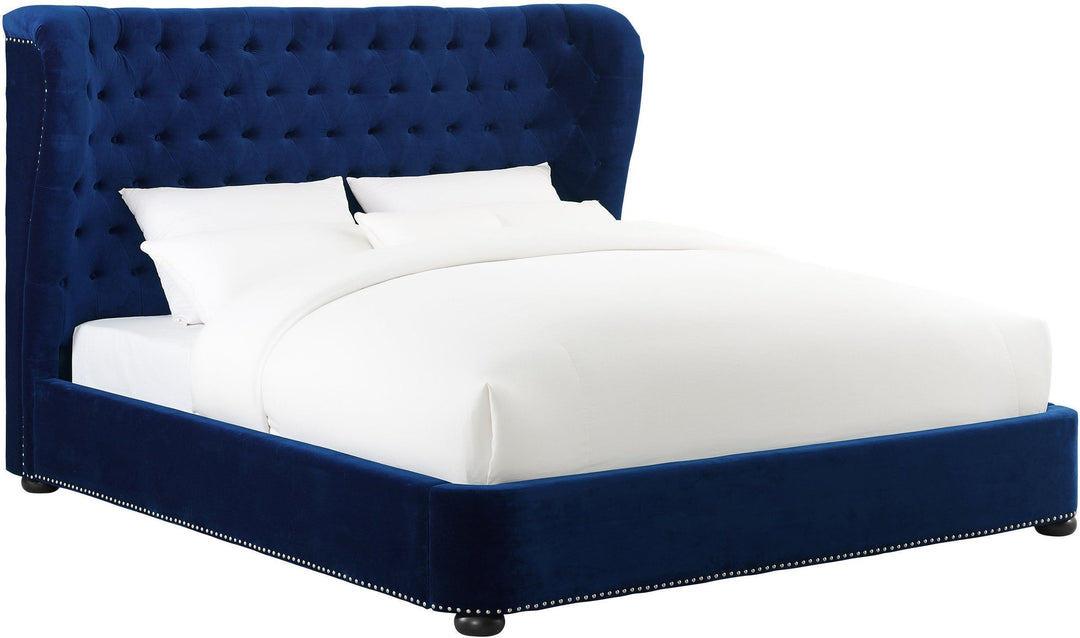 Finley Blue Velvet Bed in King