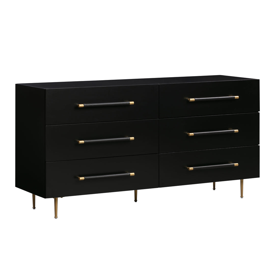 Trident Black 6 Drawer Dresser