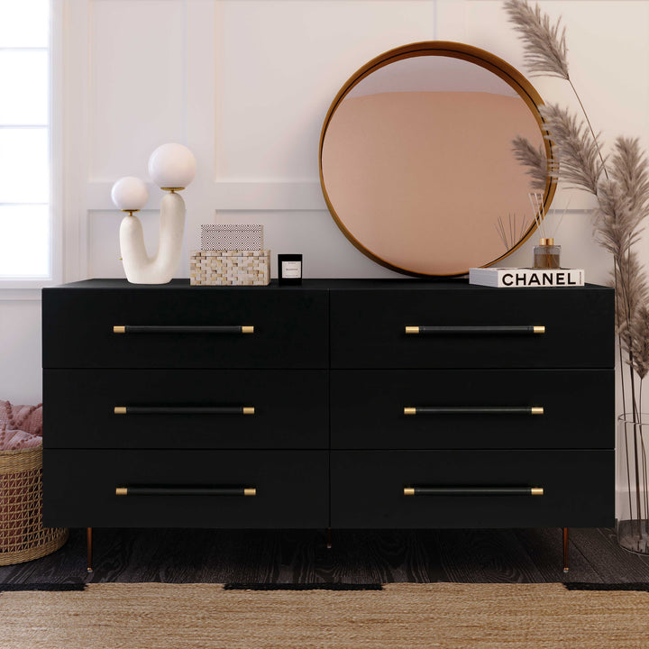 Trident Black 6 Drawer Dresser