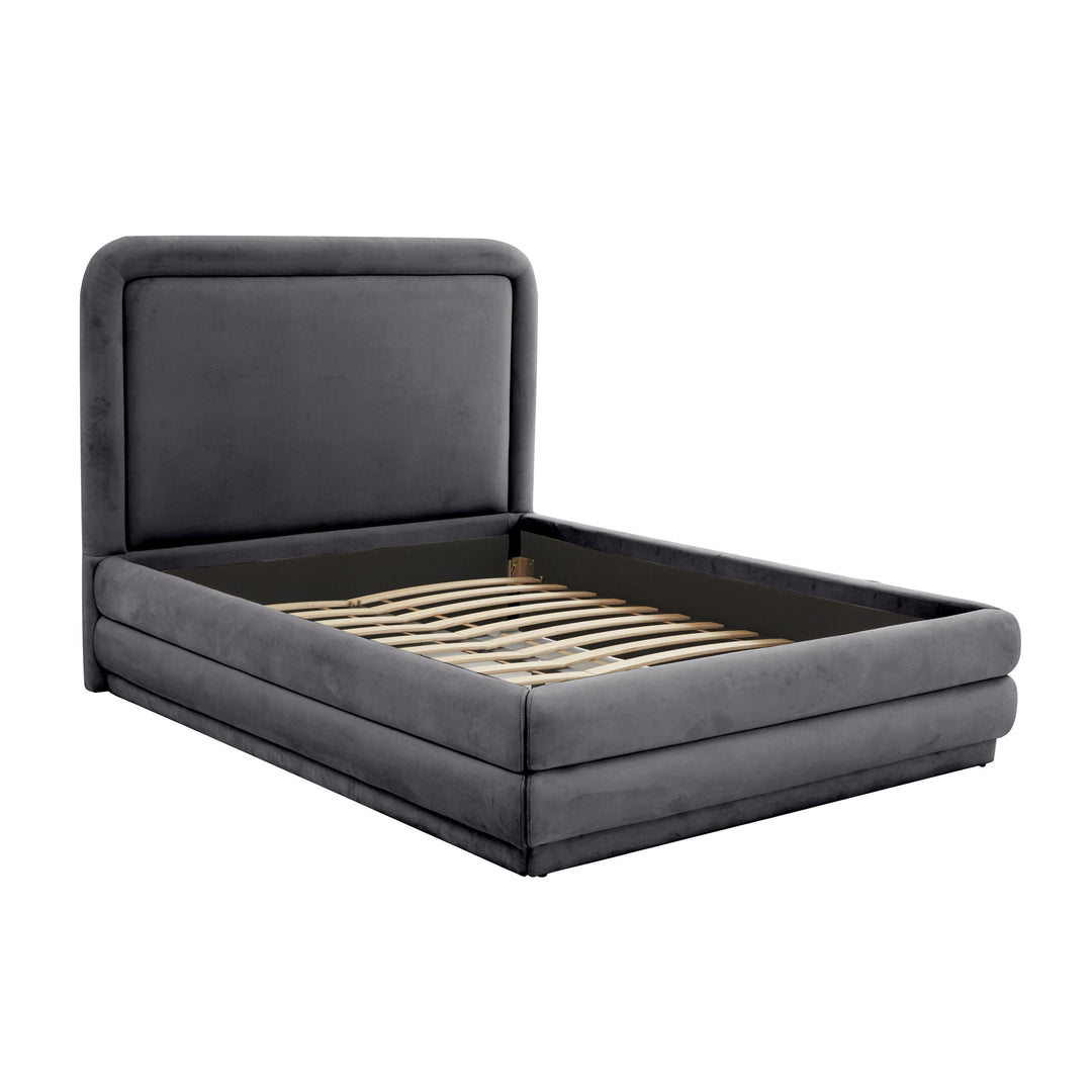 Briella Dark Grey Velvet Bed in Queen