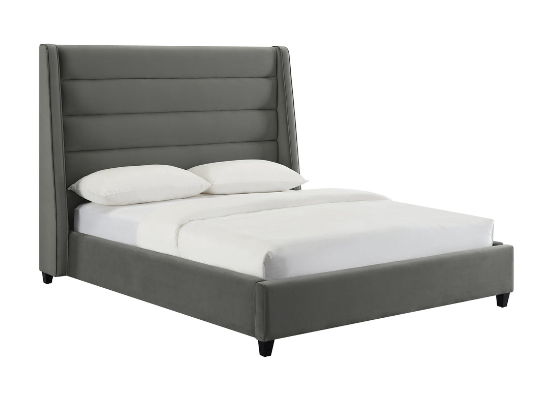 Koah Grey Velvet Bed in King