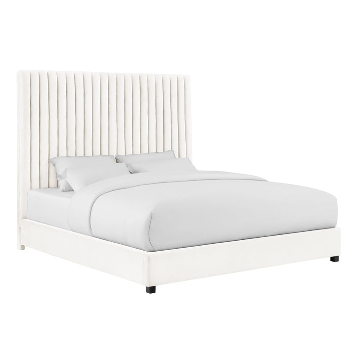 Arabelle White Velvet Bed in King