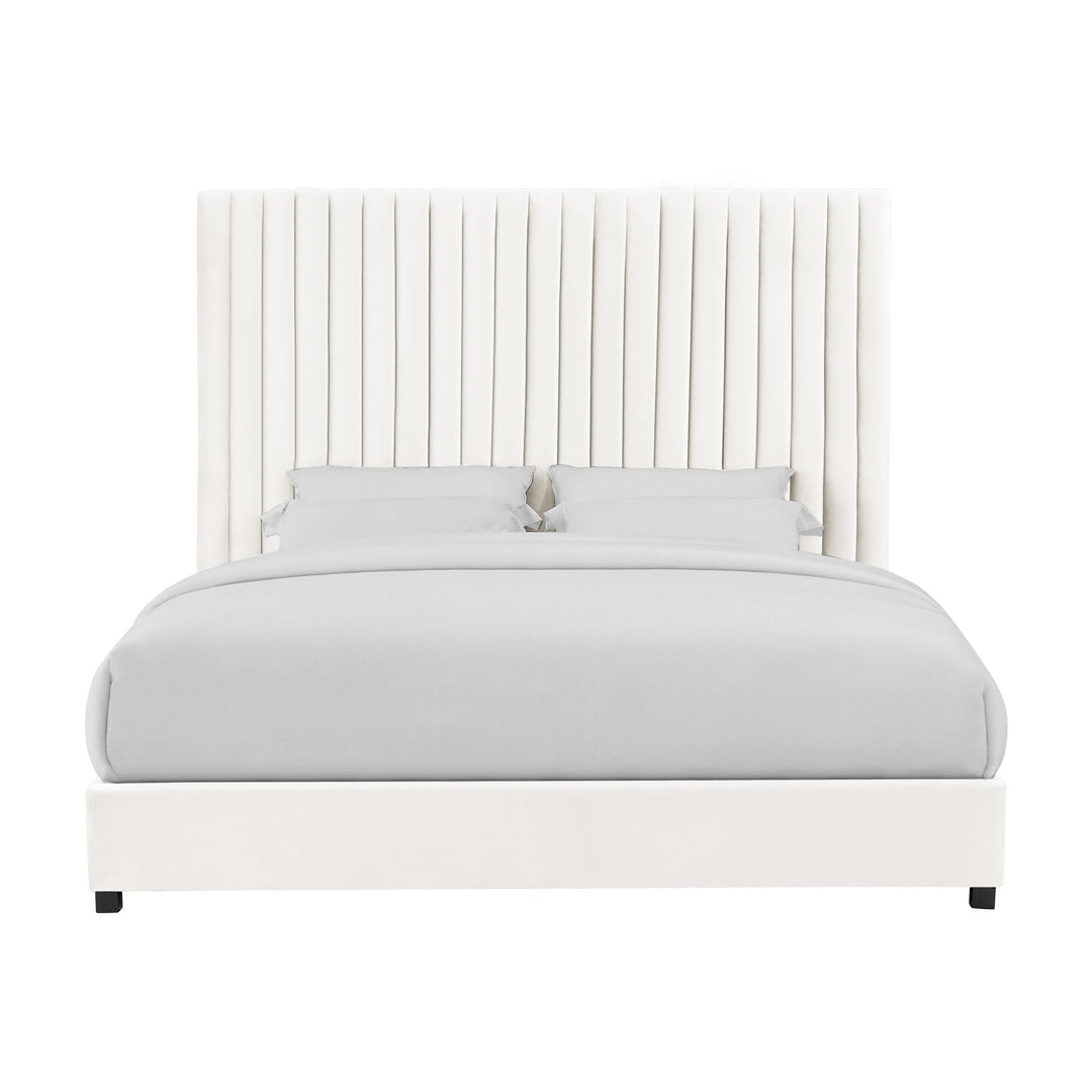 Arabelle White Velvet Bed in King