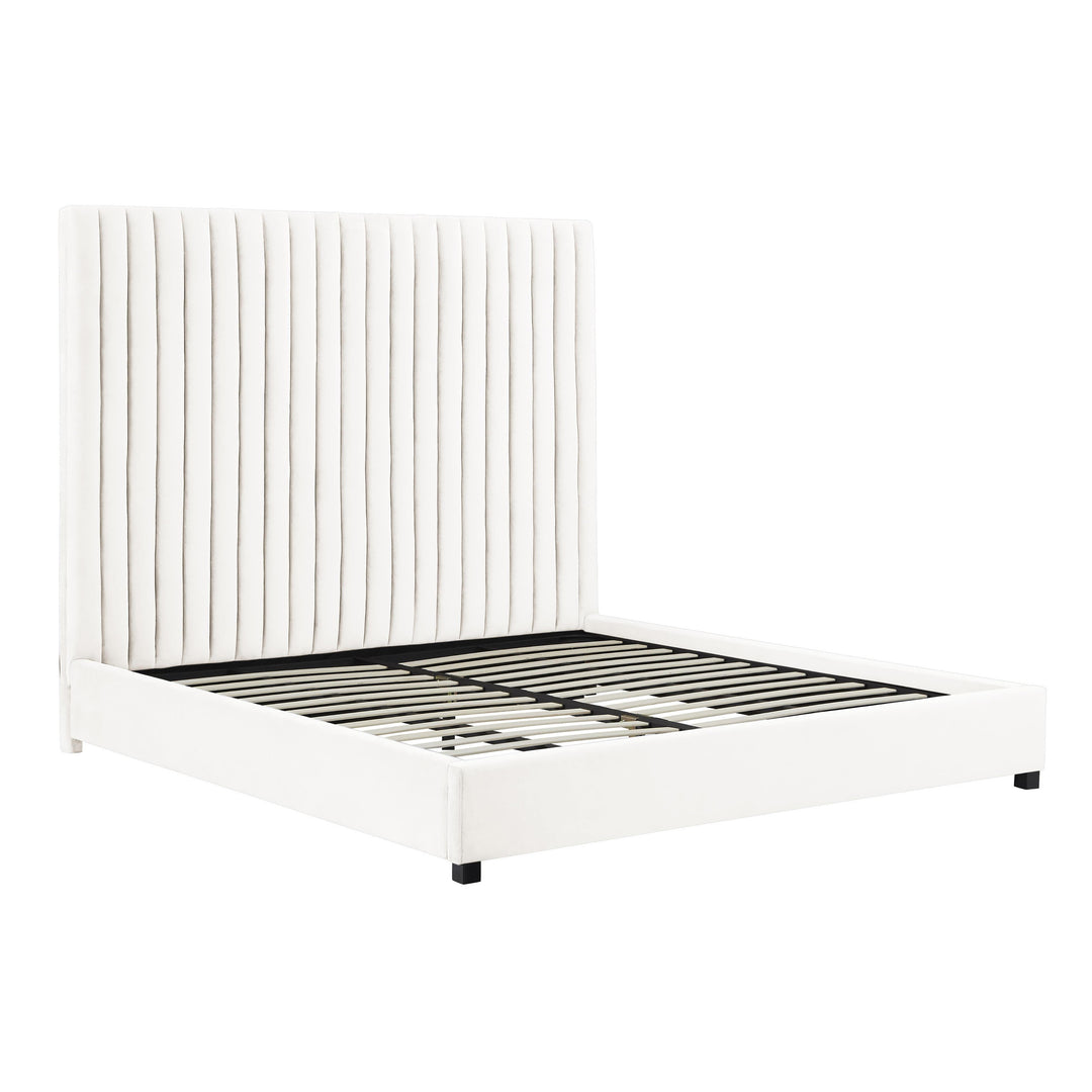 Arabelle White Velvet Bed in King