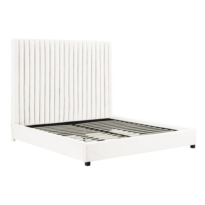 Arabelle White Velvet Bed in King