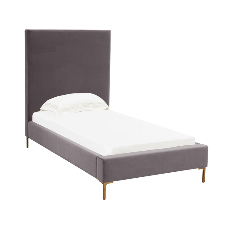 Delilah Grey Velvet Bed in Twin