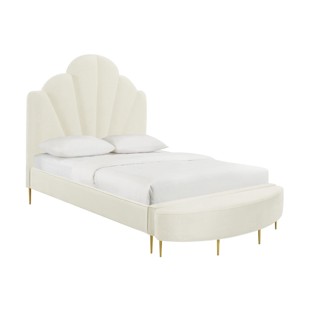 Bianca Cream Velvet Bed in King