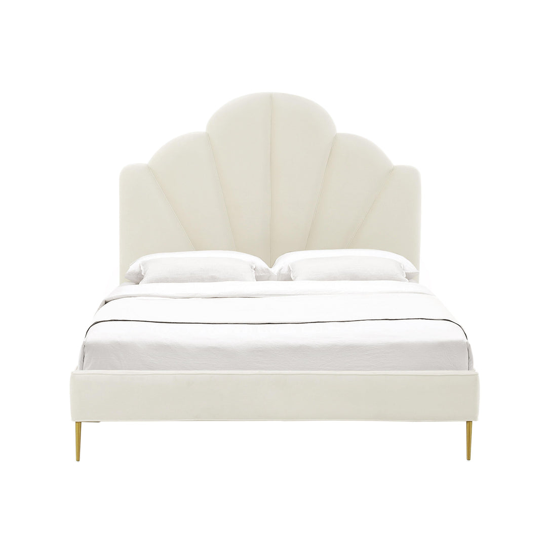 Bianca Cream Velvet Bed in Queen